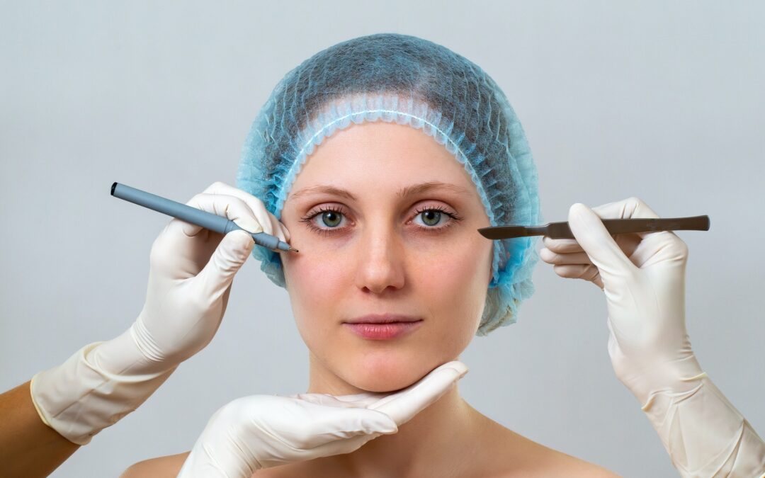 Young woman preparing for plastic surgery in cosmetic clinic